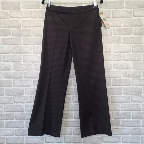 Nine West Slouchy Cyndi Trousers Black Pinstripe Classic Career NEW 2 Petite $89 - Picture 1 of 9